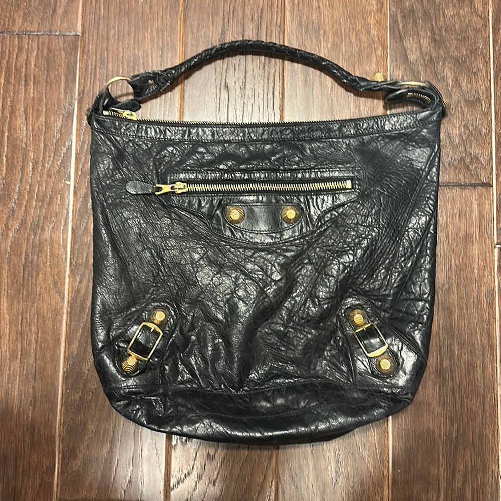 Balenciaga day hobo, black with gold hardware